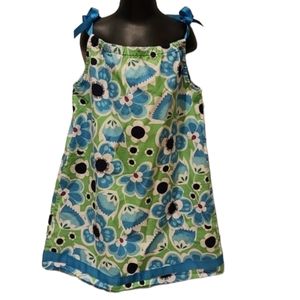 Hanna Andersson Blue and Green Floral Pillowcase Dress